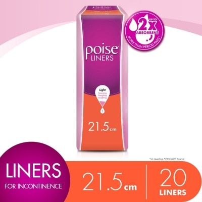 POISE Liners Incontinence Regular 21.5cm 2X10s - Light Bladder/Urine Leakage Protection