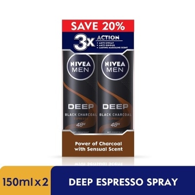 NIVEA FOR MEN DEEP Deodorant Espresso Spray 2x150ml