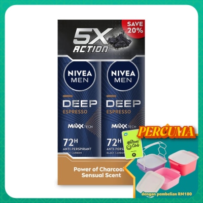 NIVEA FOR MEN - DEEP Deodorant Espresso Spray 2x150ml