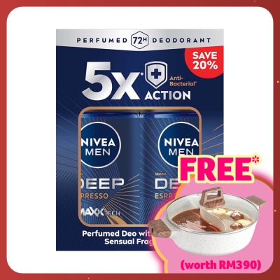 NIVEA FOR MEN DEEP Deodorant Espresso Roll On Twin Pack 2x50ml