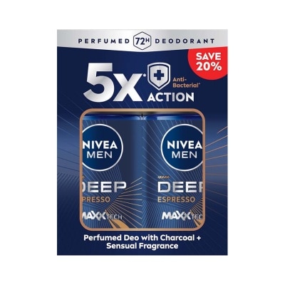 NIVEA FOR MEN DEEP Deodorant Espresso Roll On Twin Pack 2x50ml