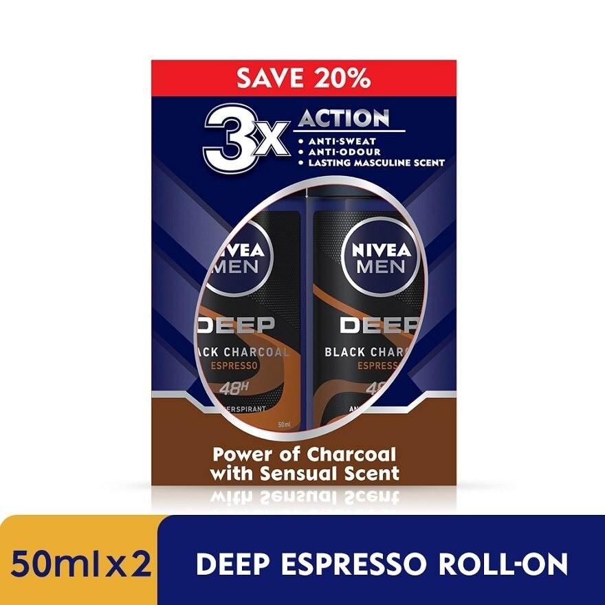 DEEP Deodorant Espresso Roll On Twin Pack 2x50ml