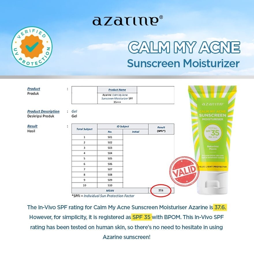 Calm My Acne Sunscreen Moisturiser SPF35 40gm