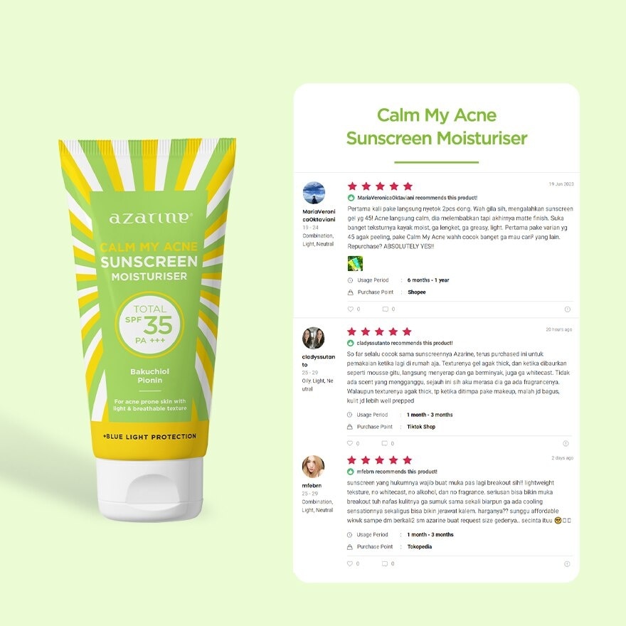 Calm My Acne Sunscreen Moisturiser SPF35 40gm