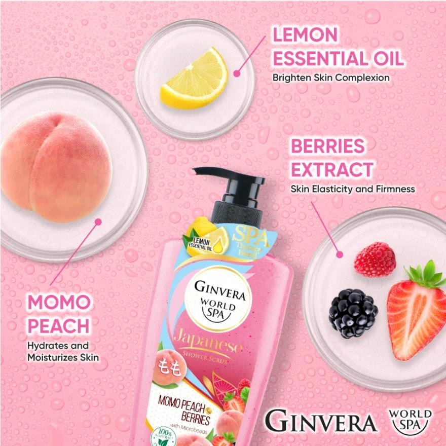 Spa Shower Scrub Momo Peach Berries 750g