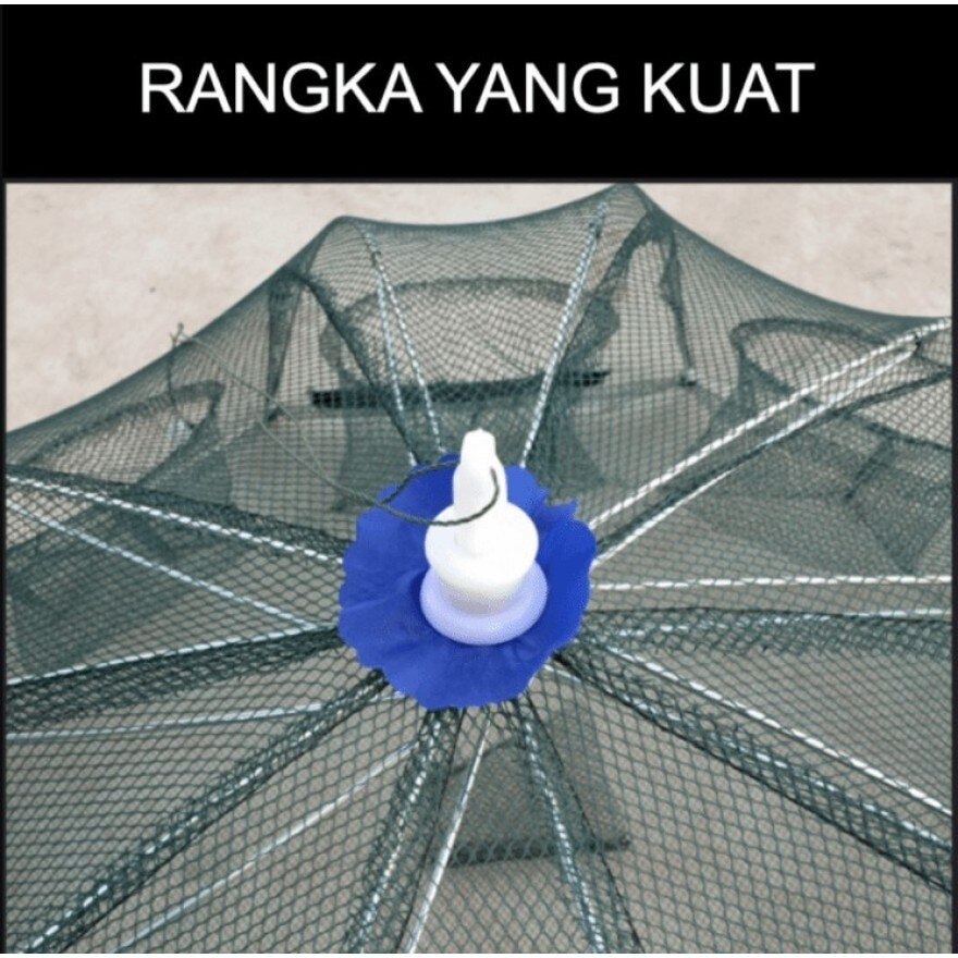 8 Hole Fish Trap Cage Net Portable Nylon Automatic