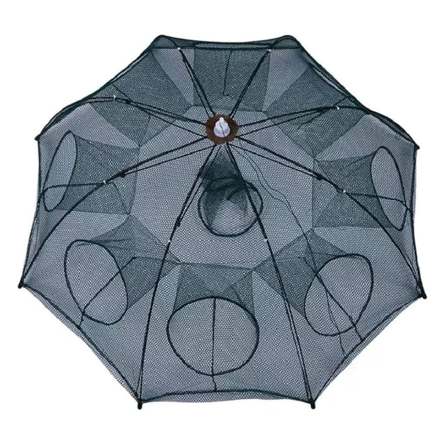 8 Hole Fish Trap Cage Net Portable Nylon Automatic