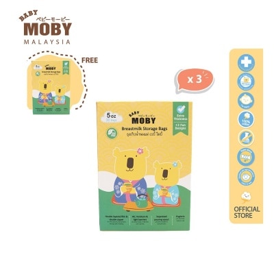 BABY MOBY Breastmilk Storage Bags 5oz  ( 3 + 1 )