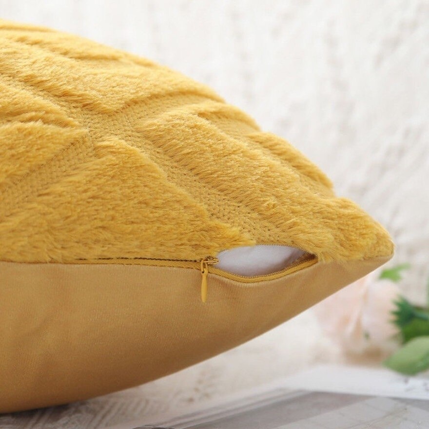 45cm Soft Plush Square Pillow Yellow