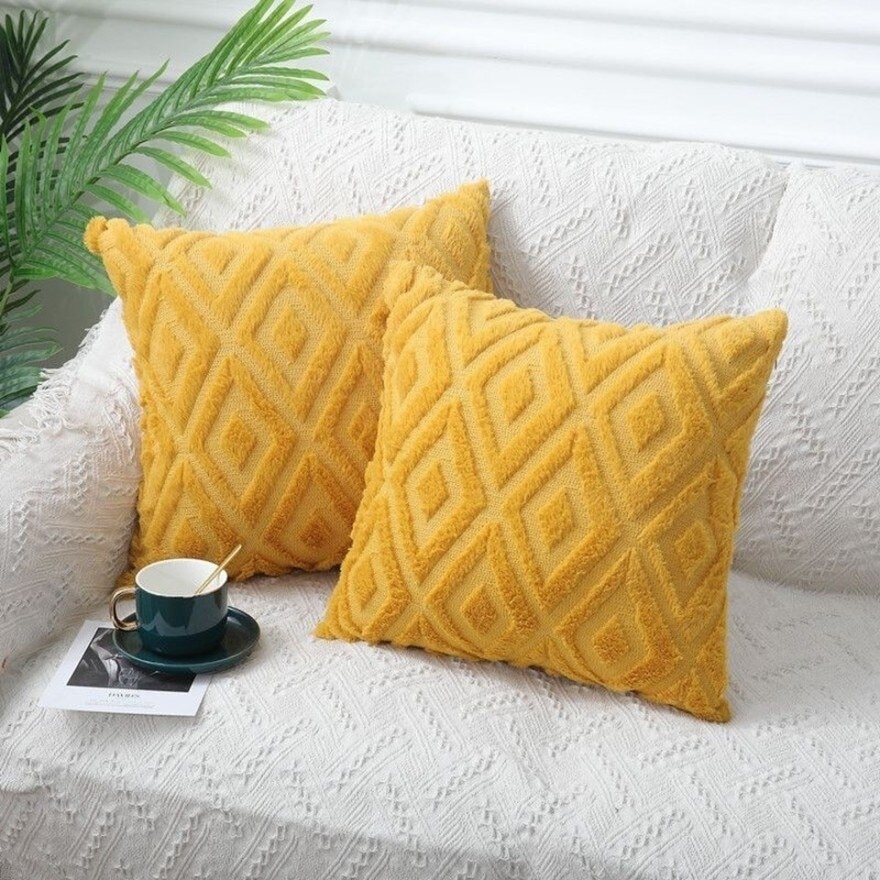 45cm Soft Plush Square Pillow Yellow