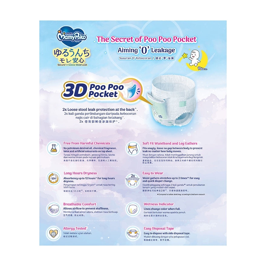 Air Fit Marshmallow Pants Super Premium Baby Diapers M 58's