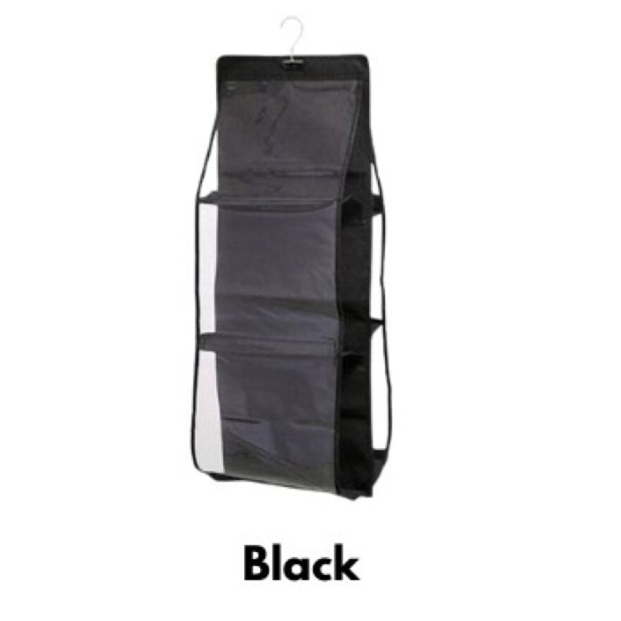 6 Pocket Foldable Hanging Bag Hanger Black