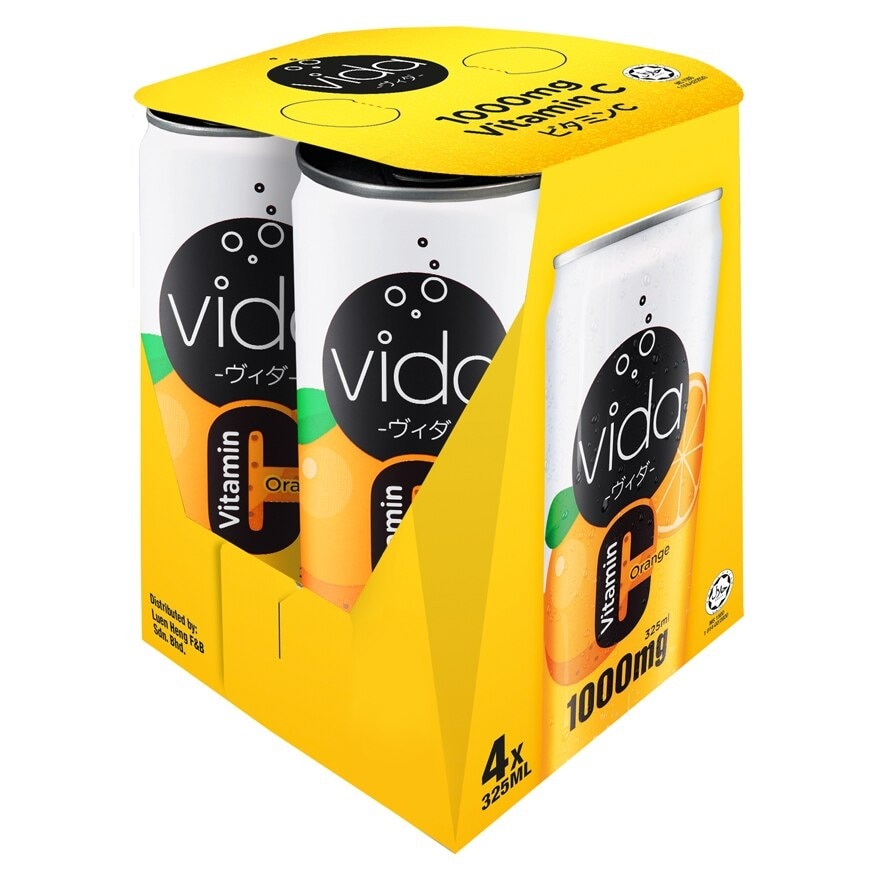 Vitamin C 1000mg Orange Sparkling Flavoured Drink 4x325ml