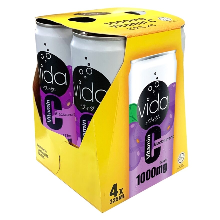 Vitamin C 1000mg Blackcurrant Sparkling Flavoured Drink 4x325ml