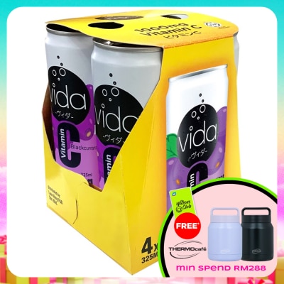 VIDA - Vitamin C 1000mg Blackcurrant Sparkling Flavoured Drink 4x325ml