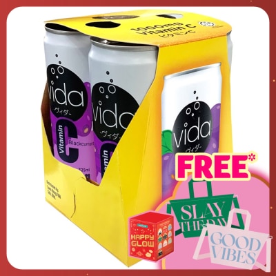 VIDA Vitamin C 1000mg Blackcurrant Sparkling Flavoured Drink 4x325ml