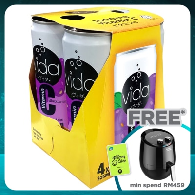 VIDA Vitamin C 1000mg Blackcurrant Sparkling Flavoured Drink 4x325ml