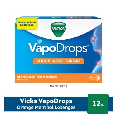 VICKS VapoDrops Lozenges - Orange Menthol 12S