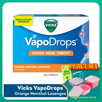 VICKS - VapoDrops Lozenges - Orange Menthol 12S