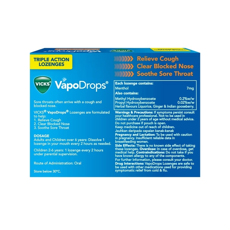 VapoDrops Lozenges - Orange Menthol 12S