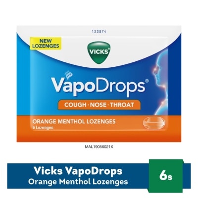 VICKS VapoDrops Lozenges - Orange Menthol 6S