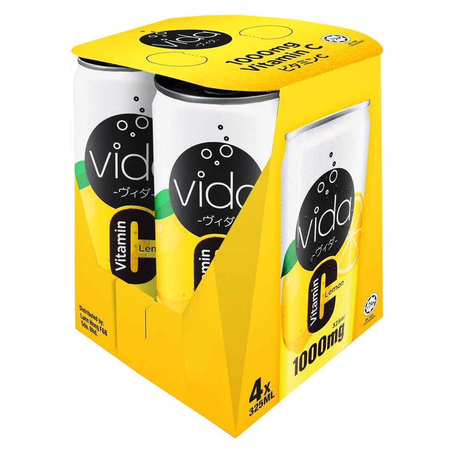 Vitamin C 1000mg Lemon Sparkling Flavoured Drink 4x325ml