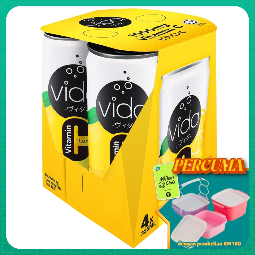 Vitamin C 1000mg Lemon Sparkling Flavoured Drink 4x325ml