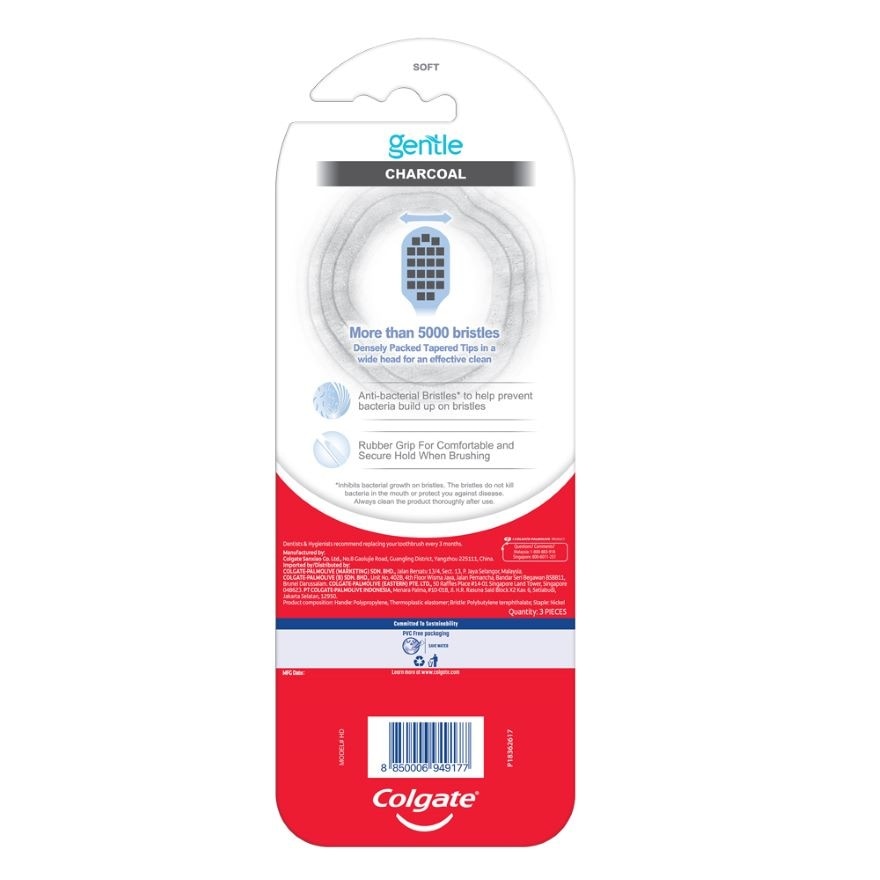 Colgate Gentle Charcoal Toothbrush 3s