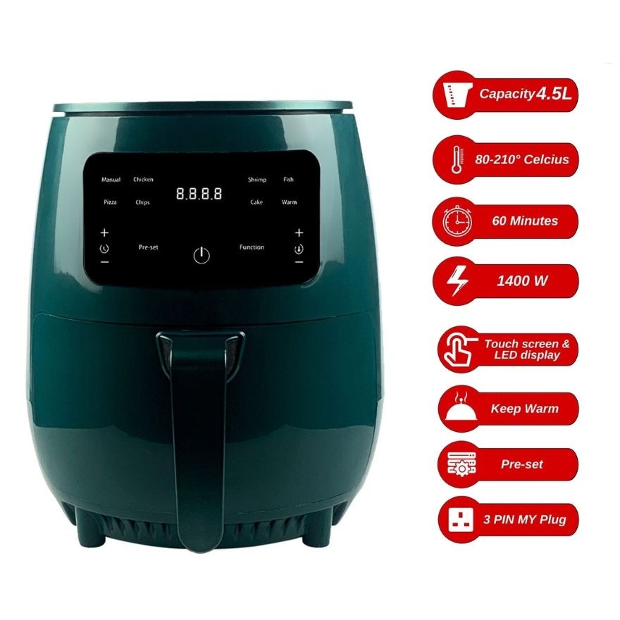 4.5L Digital Air Fryer Non Stick (Green)