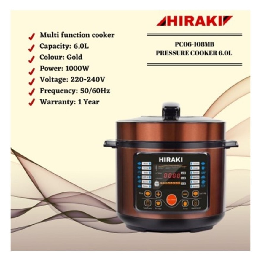 6l Pressure Cooker Non Stick (Metalic Brown)