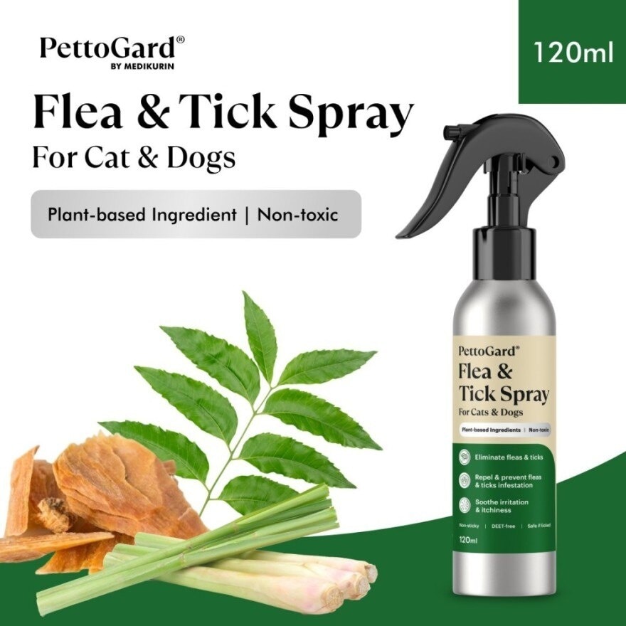 Flea and Tick Spray for Cats and Dogs 120ml