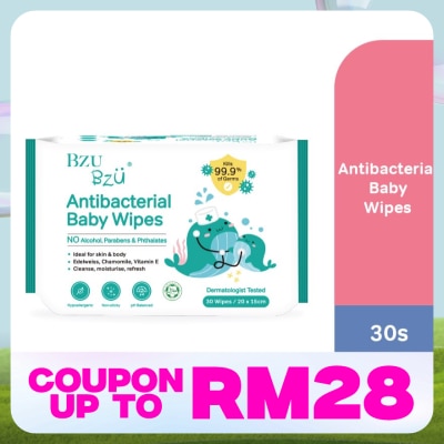 BZU BZU Antibacterial Baby Wipes 30'S