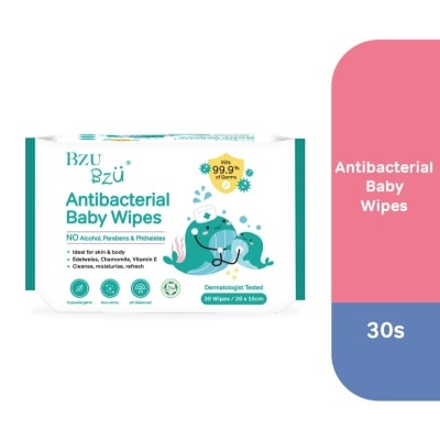 BZU BZU Antibacterial Baby Wipes 30'S