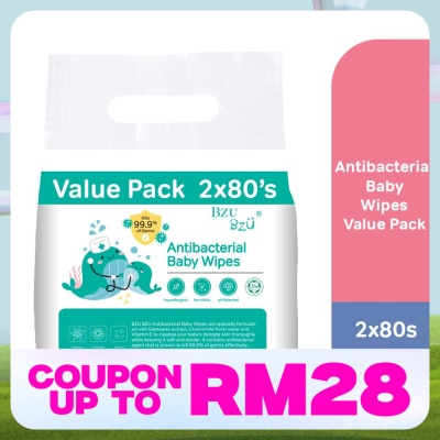 BZU BZU Antibacterial Baby Wipes Value Pack 2x80s