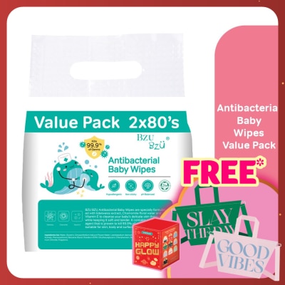 BZU BZU Antibacterial Baby Wipes Value Pack 2x80s