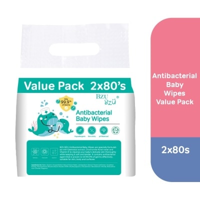 BZU BZU Antibacterial Baby Wipes Value Pack 2x80s