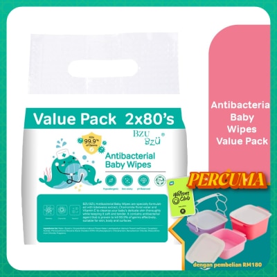 BZU BZU - Antibacterial Baby Wipes Value Pack 2x80s