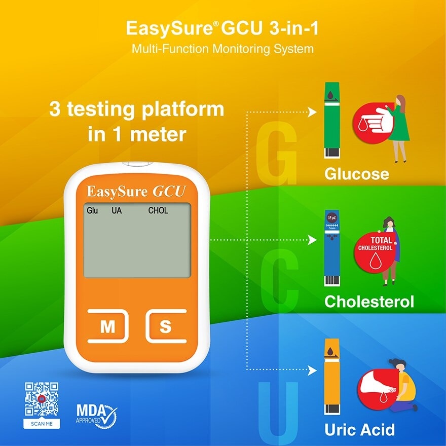 3 in 1 Meter - Blood Glucose, Uric Acid & Cholesterol