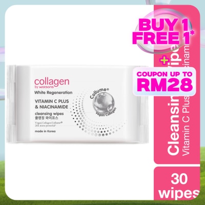 COLLAGEN BY WATSONS White Regeneration Vitamin C Plus & Niacinamide Cleansing Wipes 30s