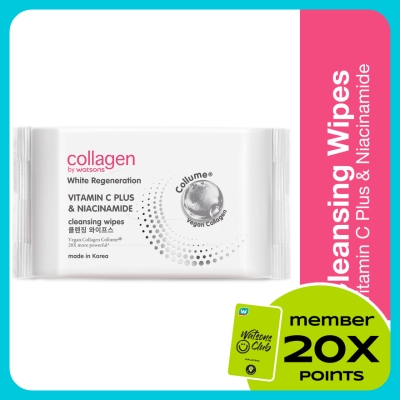 COLLAGEN BY WATSONS - White Regeneration Vitamin C Plus & Niacinamide Cleansing Wipes 30s
