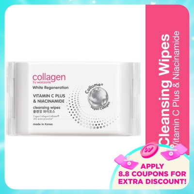 COLLAGEN BY WATSONS - White Regeneration Vitamin C Plus & Niacinamide Cleansing Wipes 30s