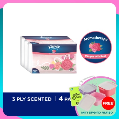 KLEENEX Facial Tissue Soft Pack Rose Aroma 3Ply (4x44s)