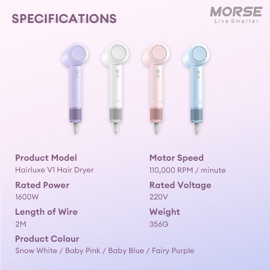 Hairluxe V1 Hair Dryer Snow White