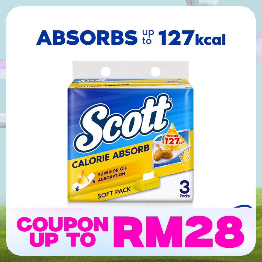 Calorie Absorb Kitchen Towel Softpack (80s x 3 Packs)