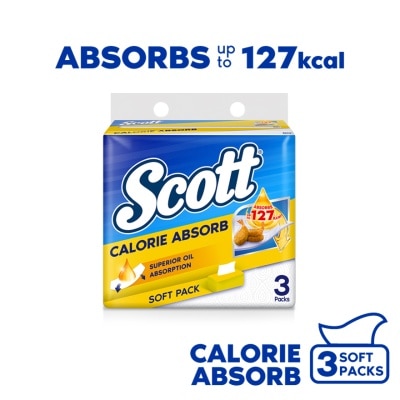 SCOTT Calorie Absorb Kitchen Towel Softpack (80s x 3 Packs)