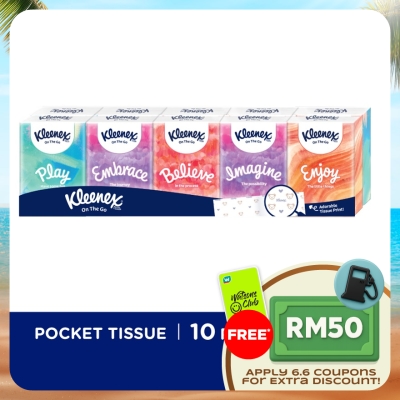 KLEENEX - Hanky Pack Pocket Tissue 3 Ply 9s x 10 Packs Travel Tissue Mini Pack