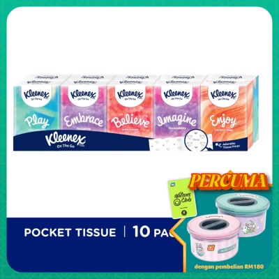 KLEENEX Hanky Pack Pocket Tissue 3 Ply 9s x 10 Packs Travel Tissue Mini Pack