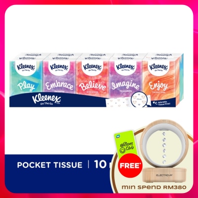 KLEENEX - Hanky Pack Pocket Tissue 3 Ply 9s x 10 Packs Travel Tissue Mini Pack