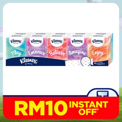 KLEENEX Hanky Pack Pocket Tissue 3 Ply 9s x 10 Packs Travel Tissue Mini Pack