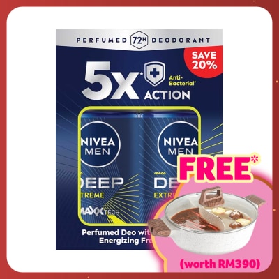 NIVEA FOR MEN DEEP Deodorant Roll On Extreme 2x50ml